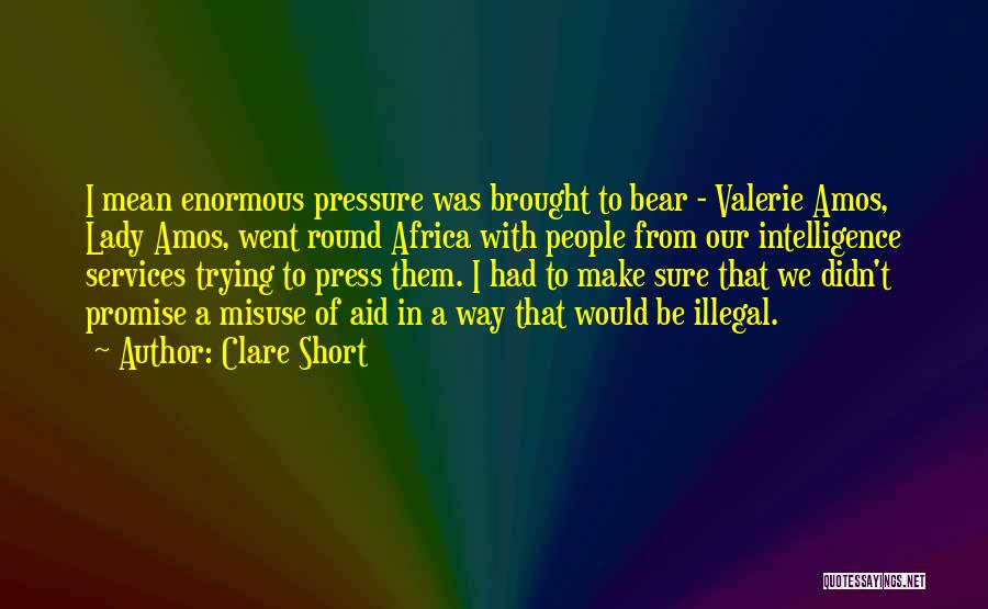 Clare Short Quotes: I Mean Enormous Pressure Was Brought To Bear - Valerie Amos, Lady Amos, Went Round Africa With People From Our