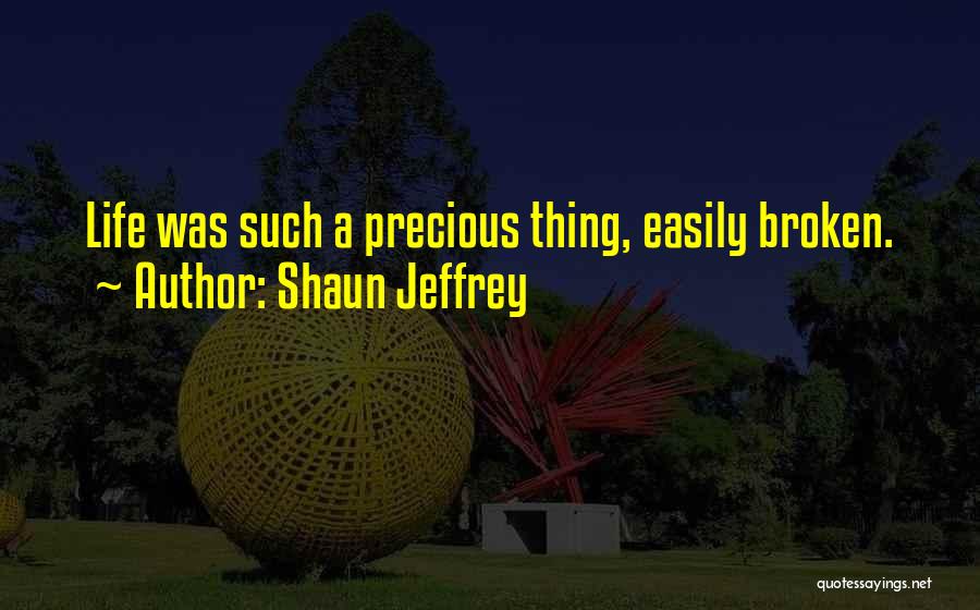 Shaun Jeffrey Quotes: Life Was Such A Precious Thing, Easily Broken.