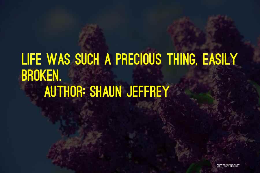 Shaun Jeffrey Quotes: Life Was Such A Precious Thing, Easily Broken.