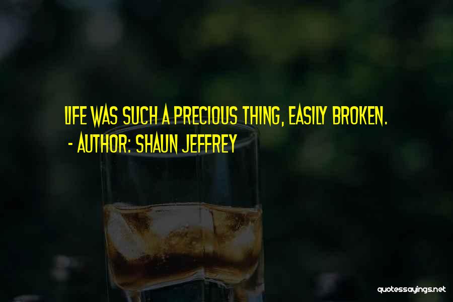 Shaun Jeffrey Quotes: Life Was Such A Precious Thing, Easily Broken.