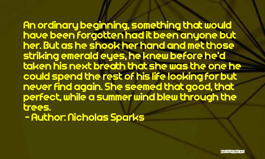 Nicholas Sparks Quotes: An Ordinary Beginning, Something That Would Have Been Forgotten Had It Been Anyone But Her. But As He Shook Her