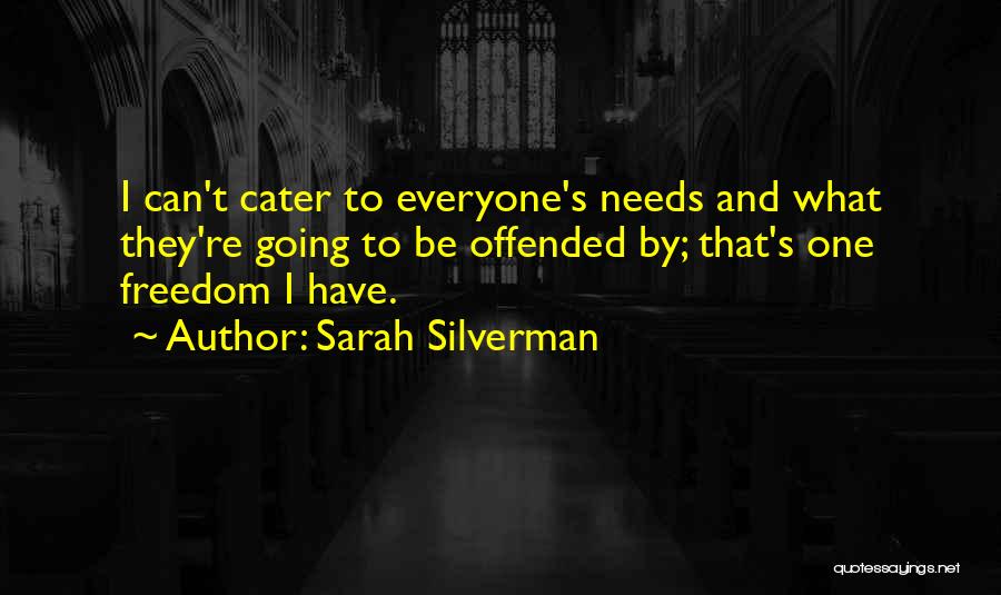 Sarah Silverman Quotes: I Can't Cater To Everyone's Needs And What They're Going To Be Offended By; That's One Freedom I Have.