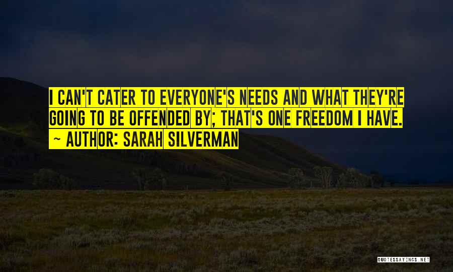 Sarah Silverman Quotes: I Can't Cater To Everyone's Needs And What They're Going To Be Offended By; That's One Freedom I Have.