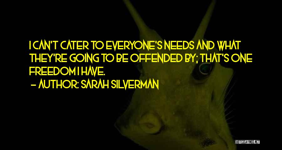 Sarah Silverman Quotes: I Can't Cater To Everyone's Needs And What They're Going To Be Offended By; That's One Freedom I Have.