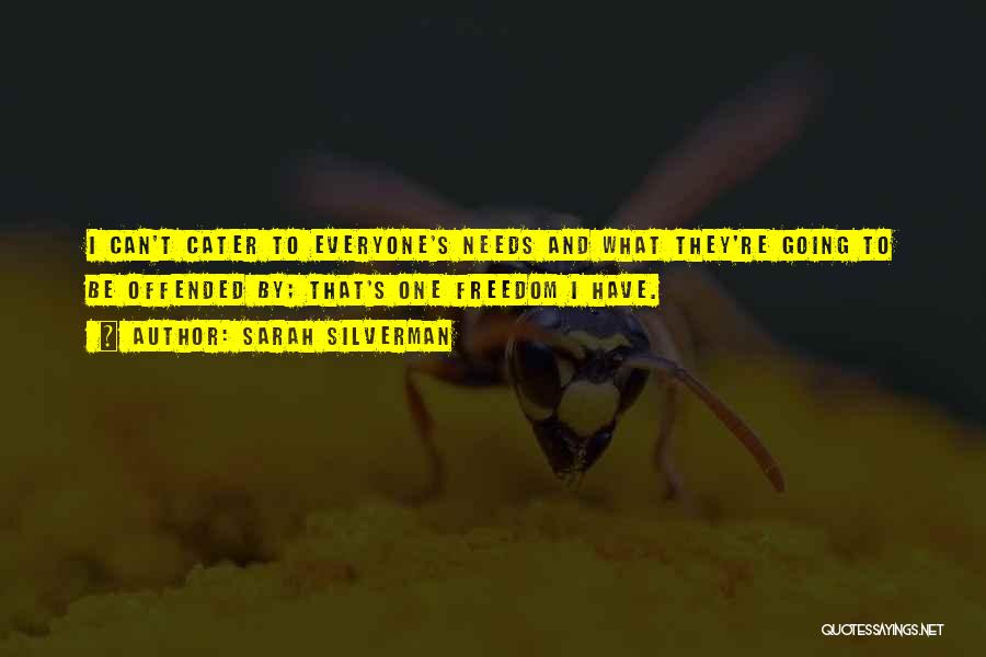 Sarah Silverman Quotes: I Can't Cater To Everyone's Needs And What They're Going To Be Offended By; That's One Freedom I Have.