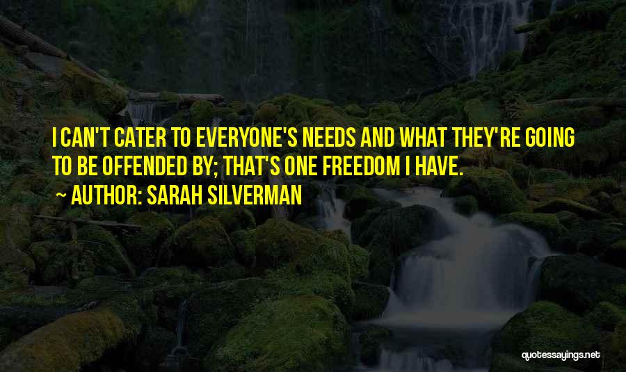 Sarah Silverman Quotes: I Can't Cater To Everyone's Needs And What They're Going To Be Offended By; That's One Freedom I Have.