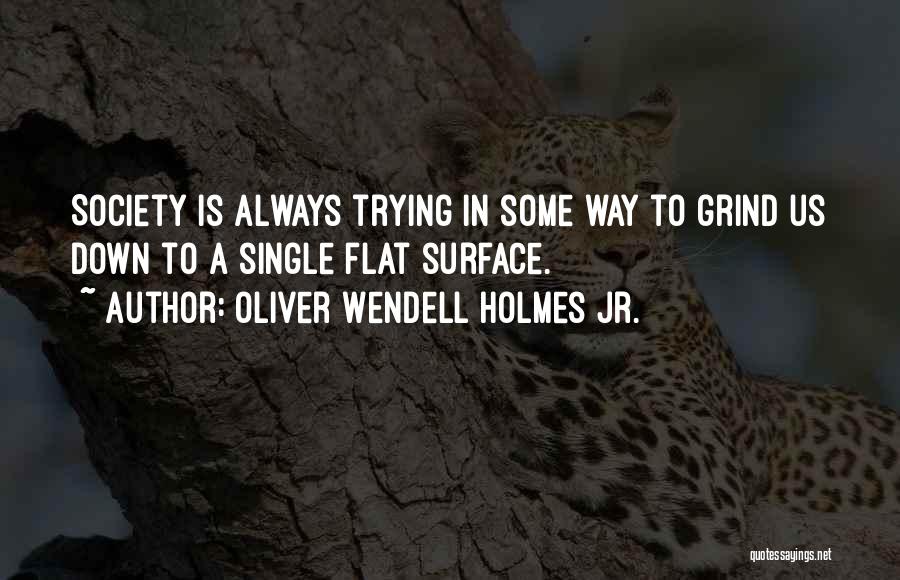 Oliver Wendell Holmes Jr. Quotes: Society Is Always Trying In Some Way To Grind Us Down To A Single Flat Surface.