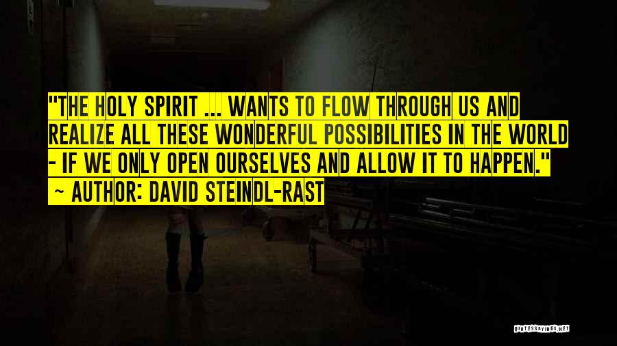David Steindl-Rast Quotes: The Holy Spirit ... Wants To Flow Through Us And Realize All These Wonderful Possibilities In The World - If