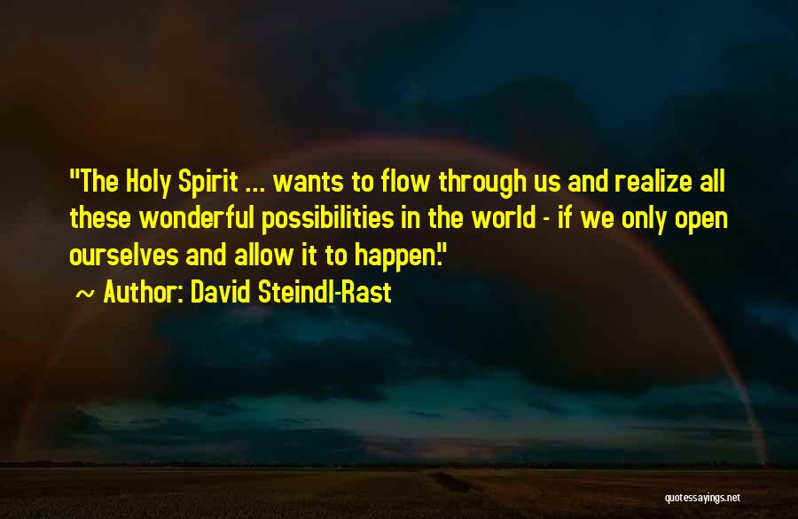David Steindl-Rast Quotes: The Holy Spirit ... Wants To Flow Through Us And Realize All These Wonderful Possibilities In The World - If