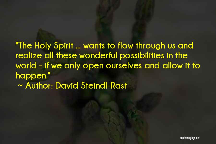 David Steindl-Rast Quotes: The Holy Spirit ... Wants To Flow Through Us And Realize All These Wonderful Possibilities In The World - If