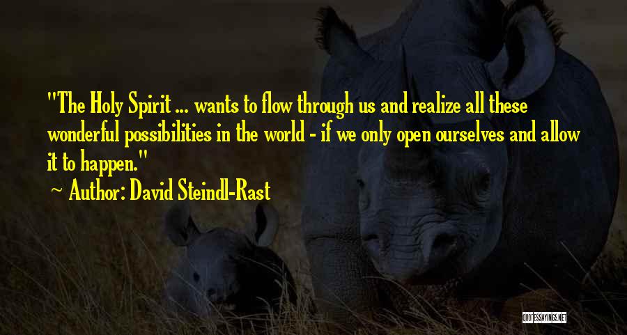 David Steindl-Rast Quotes: The Holy Spirit ... Wants To Flow Through Us And Realize All These Wonderful Possibilities In The World - If