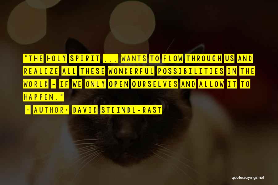 David Steindl-Rast Quotes: The Holy Spirit ... Wants To Flow Through Us And Realize All These Wonderful Possibilities In The World - If