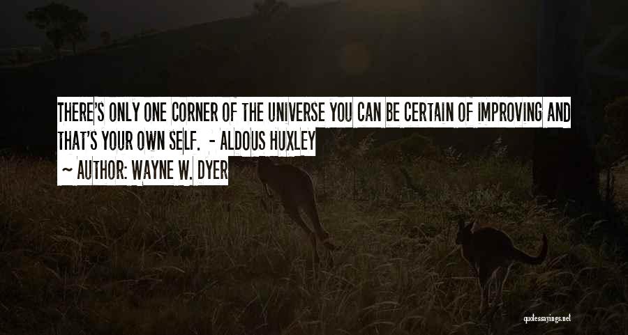 Wayne W. Dyer Quotes: There's Only One Corner Of The Universe You Can Be Certain Of Improving And That's Your Own Self. - Aldous