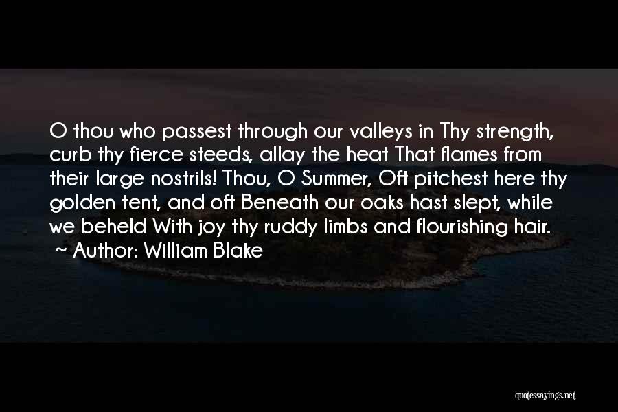 William Blake Quotes: O Thou Who Passest Through Our Valleys In Thy Strength, Curb Thy Fierce Steeds, Allay The Heat That Flames From