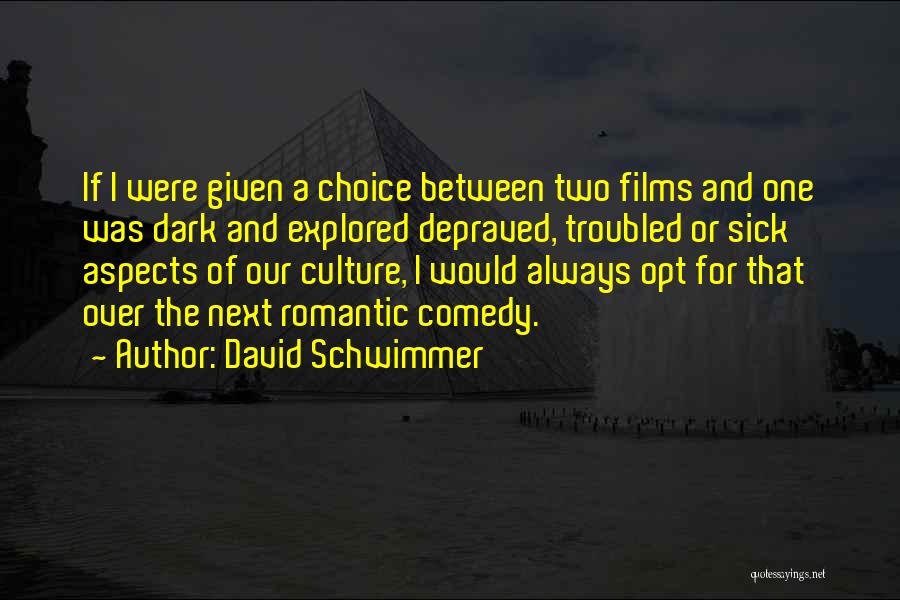 David Schwimmer Quotes: If I Were Given A Choice Between Two Films And One Was Dark And Explored Depraved, Troubled Or Sick Aspects