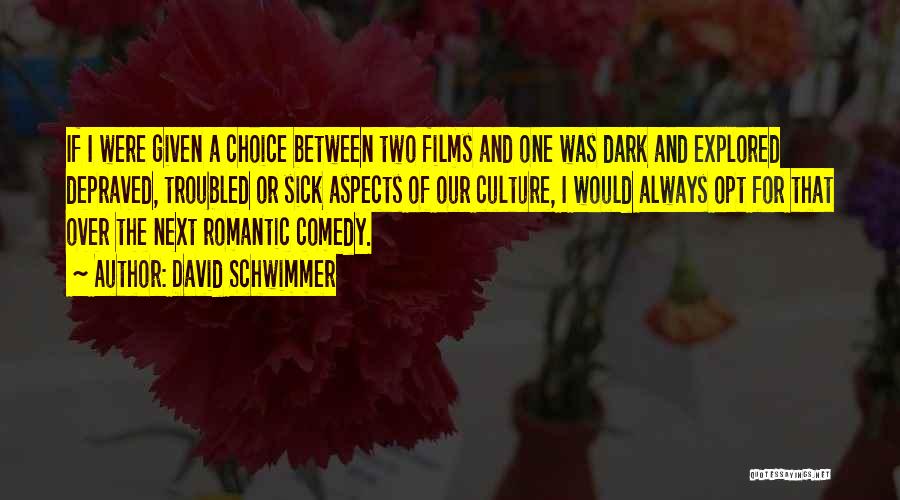 David Schwimmer Quotes: If I Were Given A Choice Between Two Films And One Was Dark And Explored Depraved, Troubled Or Sick Aspects