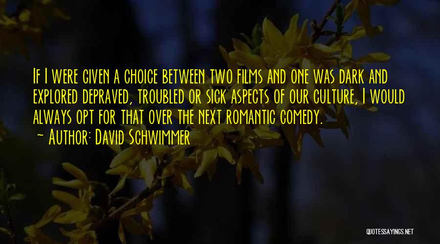 David Schwimmer Quotes: If I Were Given A Choice Between Two Films And One Was Dark And Explored Depraved, Troubled Or Sick Aspects