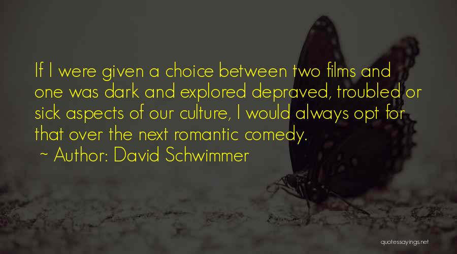 David Schwimmer Quotes: If I Were Given A Choice Between Two Films And One Was Dark And Explored Depraved, Troubled Or Sick Aspects