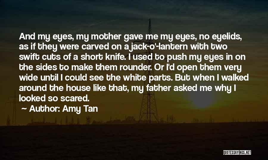 Amy Tan Quotes: And My Eyes, My Mother Gave Me My Eyes, No Eyelids, As If They Were Carved On A Jack-o'-lantern With