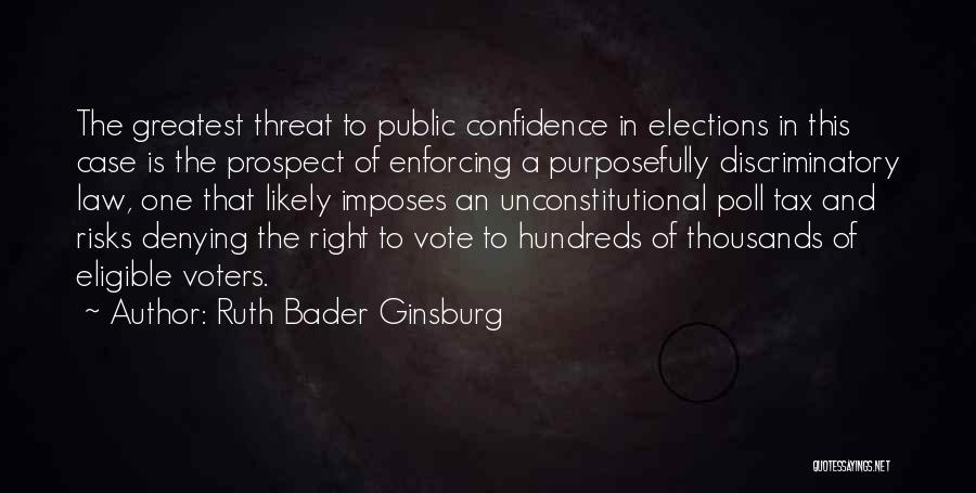 Ruth Bader Ginsburg Quotes: The Greatest Threat To Public Confidence In Elections In This Case Is The Prospect Of Enforcing A Purposefully Discriminatory Law,