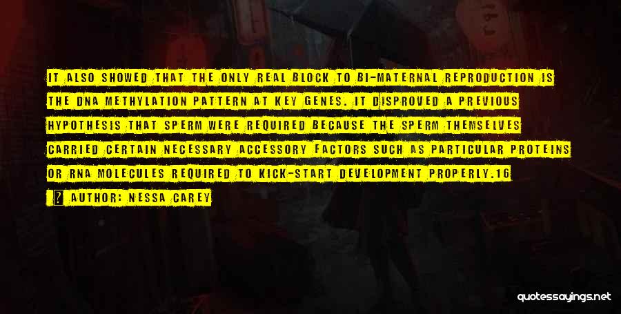 Nessa Carey Quotes: It Also Showed That The Only Real Block To Bi-maternal Reproduction Is The Dna Methylation Pattern At Key Genes. It