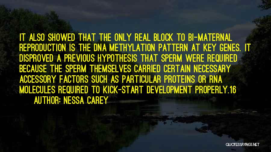 Nessa Carey Quotes: It Also Showed That The Only Real Block To Bi-maternal Reproduction Is The Dna Methylation Pattern At Key Genes. It