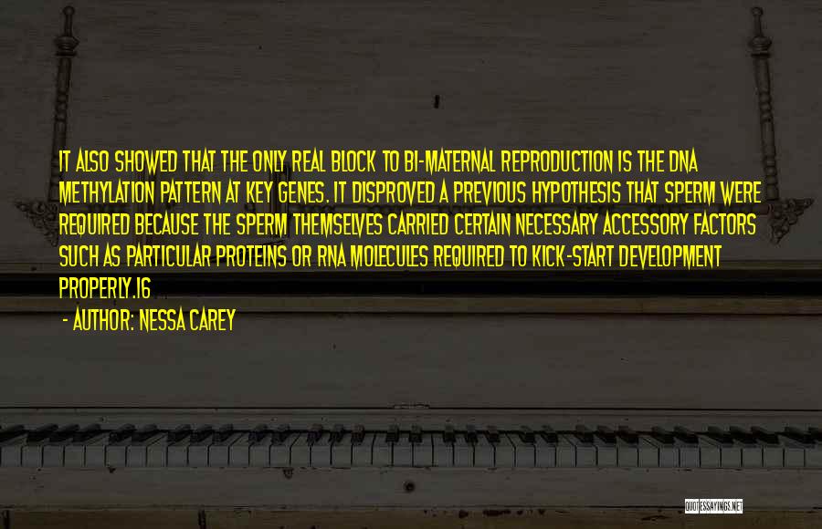 Nessa Carey Quotes: It Also Showed That The Only Real Block To Bi-maternal Reproduction Is The Dna Methylation Pattern At Key Genes. It