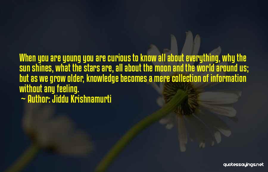 Jiddu Krishnamurti Quotes: When You Are Young You Are Curious To Know All About Everything, Why The Sun Shines, What The Stars Are,