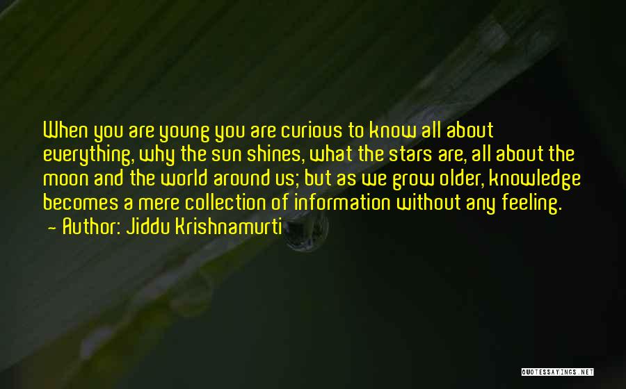 Jiddu Krishnamurti Quotes: When You Are Young You Are Curious To Know All About Everything, Why The Sun Shines, What The Stars Are,