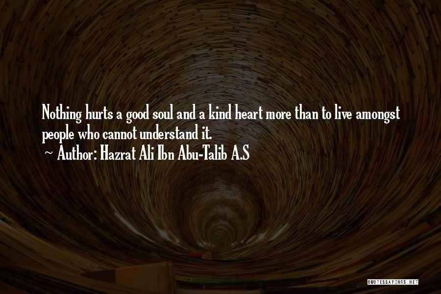 Hazrat Ali Ibn Abu-Talib A.S Quotes: Nothing Hurts A Good Soul And A Kind Heart More Than To Live Amongst People Who Cannot Understand It.