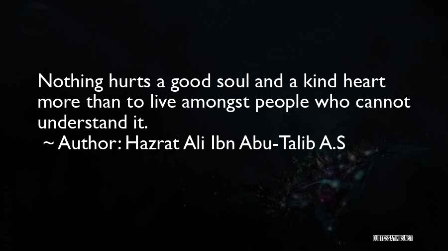 Hazrat Ali Ibn Abu-Talib A.S Quotes: Nothing Hurts A Good Soul And A Kind Heart More Than To Live Amongst People Who Cannot Understand It.