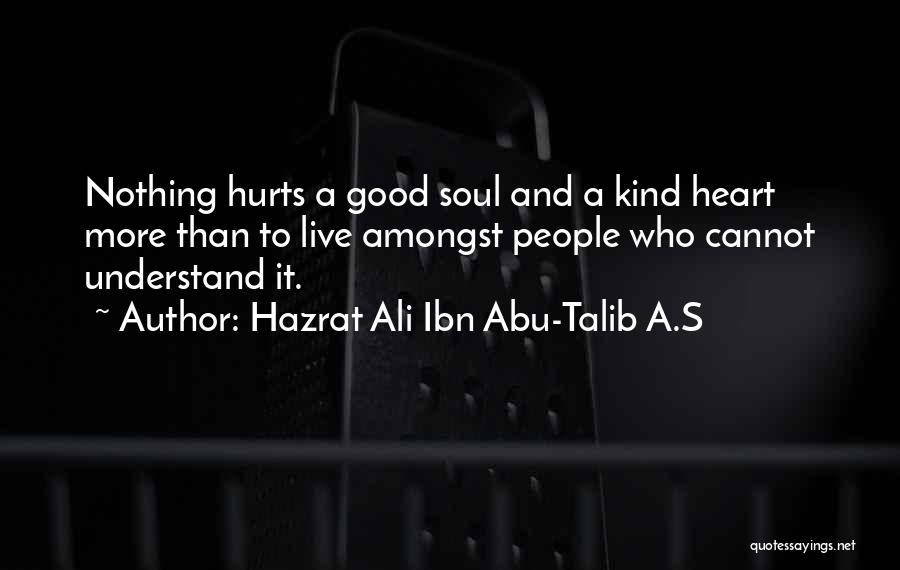 Hazrat Ali Ibn Abu-Talib A.S Quotes: Nothing Hurts A Good Soul And A Kind Heart More Than To Live Amongst People Who Cannot Understand It.