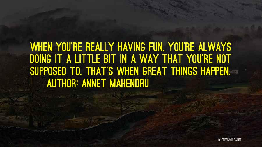 Annet Mahendru Quotes: When You're Really Having Fun, You're Always Doing It A Little Bit In A Way That You're Not Supposed To.