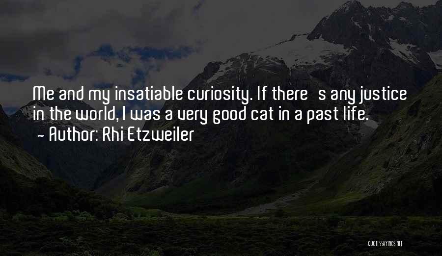 Rhi Etzweiler Quotes: Me And My Insatiable Curiosity. If There's Any Justice In The World, I Was A Very Good Cat In A