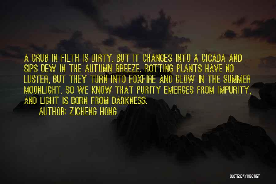 Zicheng Hong Quotes: A Grub In Filth Is Dirty, But It Changes Into A Cicada And Sips Dew In The Autumn Breeze. Rotting