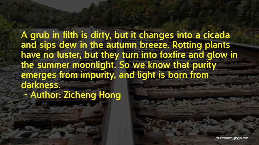 Zicheng Hong Quotes: A Grub In Filth Is Dirty, But It Changes Into A Cicada And Sips Dew In The Autumn Breeze. Rotting