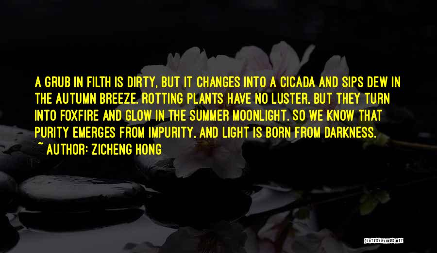 Zicheng Hong Quotes: A Grub In Filth Is Dirty, But It Changes Into A Cicada And Sips Dew In The Autumn Breeze. Rotting