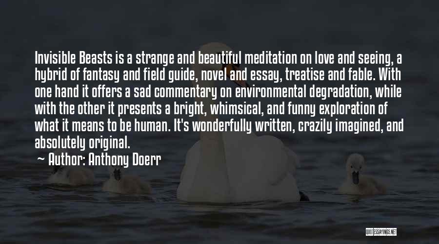 Anthony Doerr Quotes: Invisible Beasts Is A Strange And Beautiful Meditation On Love And Seeing, A Hybrid Of Fantasy And Field Guide, Novel