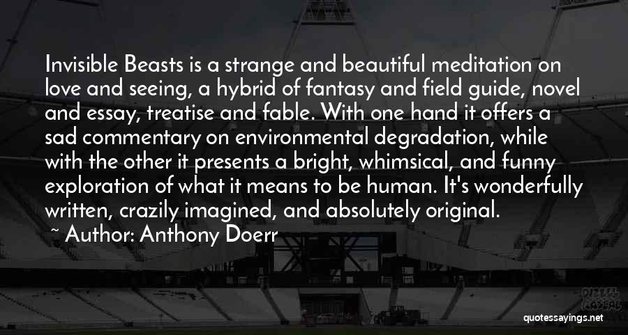 Anthony Doerr Quotes: Invisible Beasts Is A Strange And Beautiful Meditation On Love And Seeing, A Hybrid Of Fantasy And Field Guide, Novel