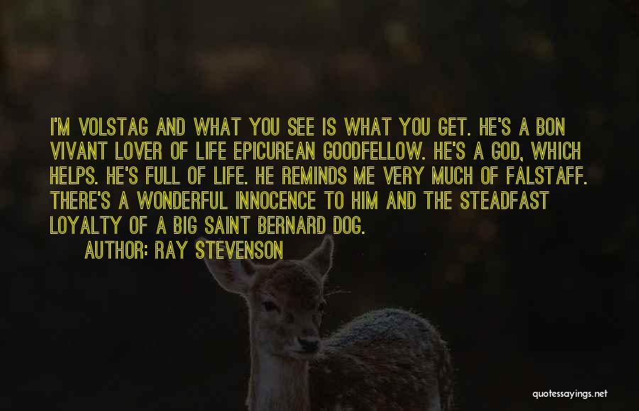 Ray Stevenson Quotes: I'm Volstag And What You See Is What You Get. He's A Bon Vivant Lover Of Life Epicurean Goodfellow. He's