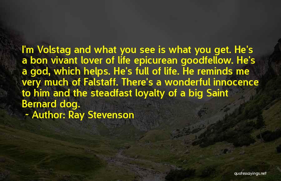 Ray Stevenson Quotes: I'm Volstag And What You See Is What You Get. He's A Bon Vivant Lover Of Life Epicurean Goodfellow. He's