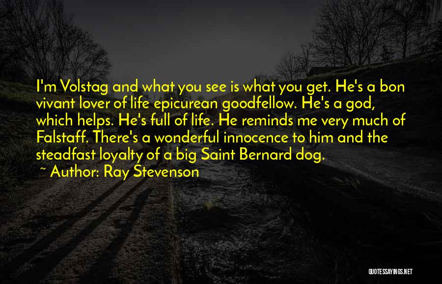 Ray Stevenson Quotes: I'm Volstag And What You See Is What You Get. He's A Bon Vivant Lover Of Life Epicurean Goodfellow. He's
