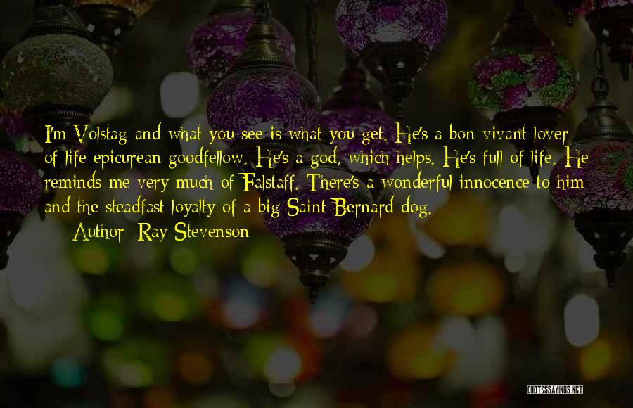 Ray Stevenson Quotes: I'm Volstag And What You See Is What You Get. He's A Bon Vivant Lover Of Life Epicurean Goodfellow. He's