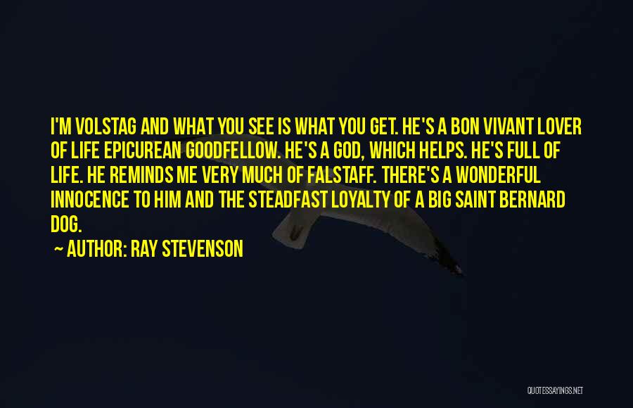 Ray Stevenson Quotes: I'm Volstag And What You See Is What You Get. He's A Bon Vivant Lover Of Life Epicurean Goodfellow. He's