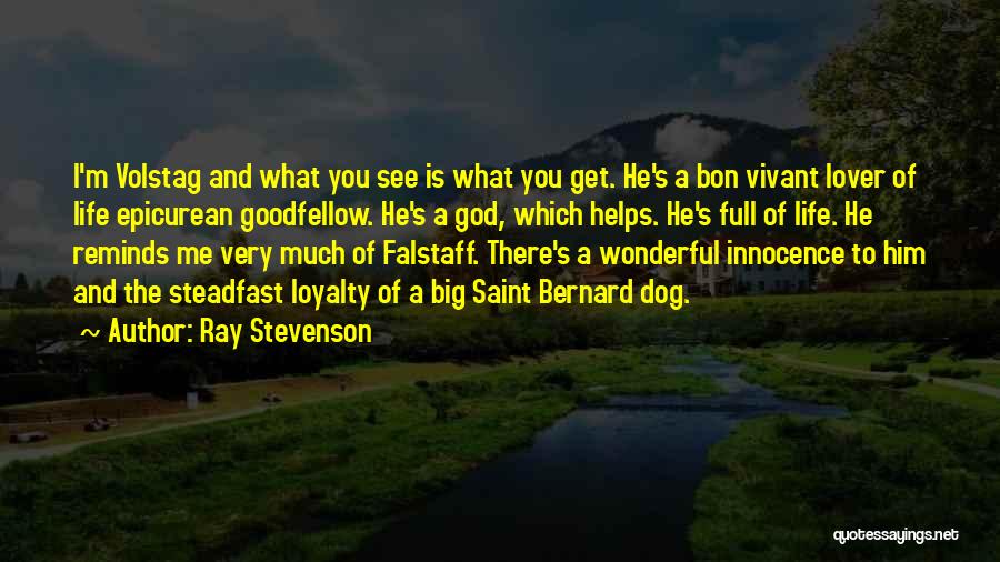 Ray Stevenson Quotes: I'm Volstag And What You See Is What You Get. He's A Bon Vivant Lover Of Life Epicurean Goodfellow. He's