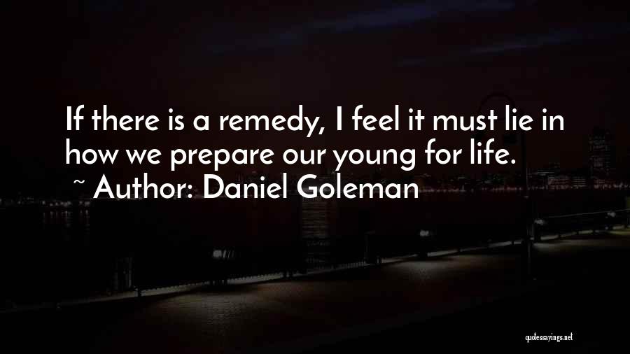 Daniel Goleman Quotes: If There Is A Remedy, I Feel It Must Lie In How We Prepare Our Young For Life.