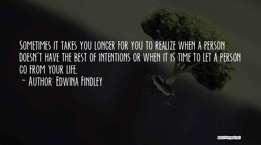 Edwina Findley Quotes: Sometimes It Takes You Longer For You To Realize When A Person Doesn't Have The Best Of Intentions Or When