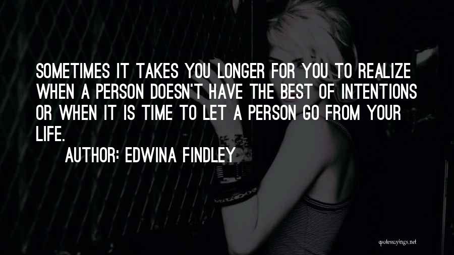 Edwina Findley Quotes: Sometimes It Takes You Longer For You To Realize When A Person Doesn't Have The Best Of Intentions Or When