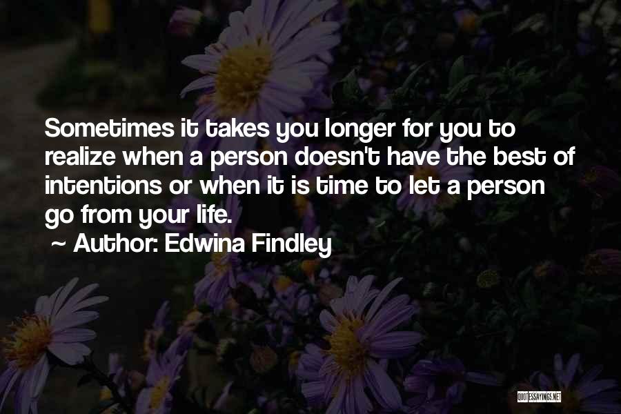 Edwina Findley Quotes: Sometimes It Takes You Longer For You To Realize When A Person Doesn't Have The Best Of Intentions Or When