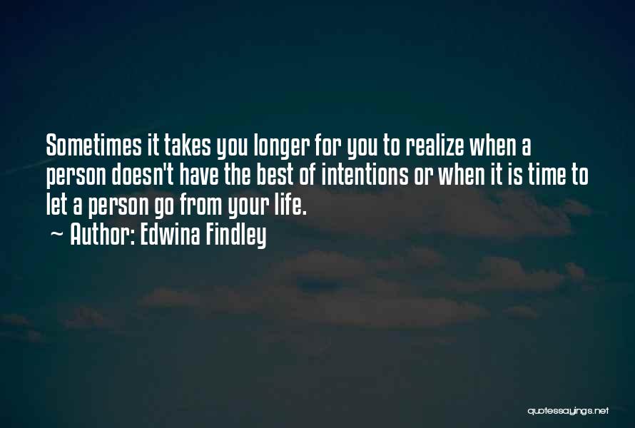 Edwina Findley Quotes: Sometimes It Takes You Longer For You To Realize When A Person Doesn't Have The Best Of Intentions Or When